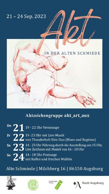 Flyer zur Jahresausstellung Aktzeichnen der Gruppe akt_art_aux